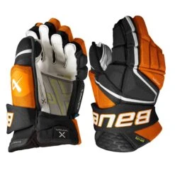 Bauer Vapor Hyperlite Senior Hockey Gloves -Hockey Equipment Store bauer gloves bauer vapor hyperlite senior hockey gloves black orange 14 29160528052290