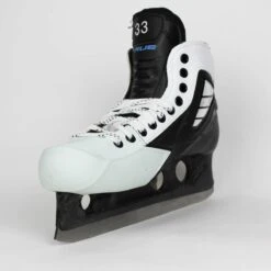 TRUE Senior One Piece Goalie Skates - Pro Stock - White Side/Toe - Size 7 -Hockey Equipment Store true goalie skates true senior one piece goalie skates pro stock white side toe size 7 7 15186415484994