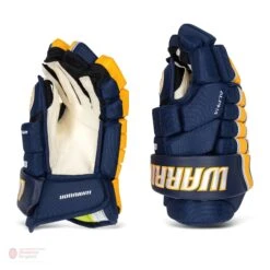 Warrior Alpha FR Pro Junior Hockey Gloves -Hockey Equipment Store warrior gloves warrior alpha fr pro junior hockey gloves navy gold 10 28743818543170